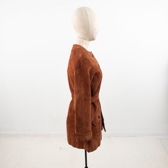 Vintage 70s SM Saks Suede Leather Jacket Coat Rust - Picture 6 of 10